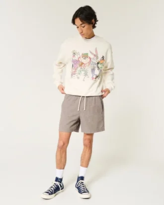 Mid-Thigh Linen-Blend Pull-On Shorts