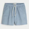 Mid-Thigh Linen-Blend Pull-On Shorts