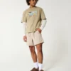 Mid-Thigh Linen-Blend Pull-On Shorts