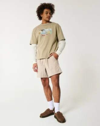 Mid-Thigh Linen-Blend Pull-On Shorts