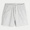 Mid-Thigh Linen-Blend Pull-On Shorts