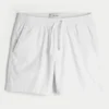 Mid-Thigh Linen-Blend Pull-On Shorts