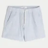 Mid-Thigh Linen-Blend Seersucker Shorts