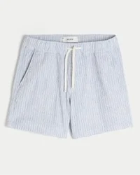 Mid-Thigh Linen-Blend Seersucker Shorts