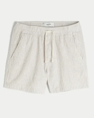 Mid-Thigh Linen-Blend Seersucker Shorts