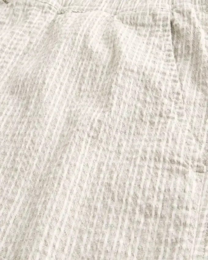 Mid-Thigh Linen-Blend Seersucker Shorts