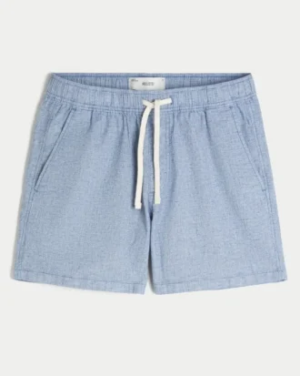 Mid-Thigh Linen-Blend Shorts