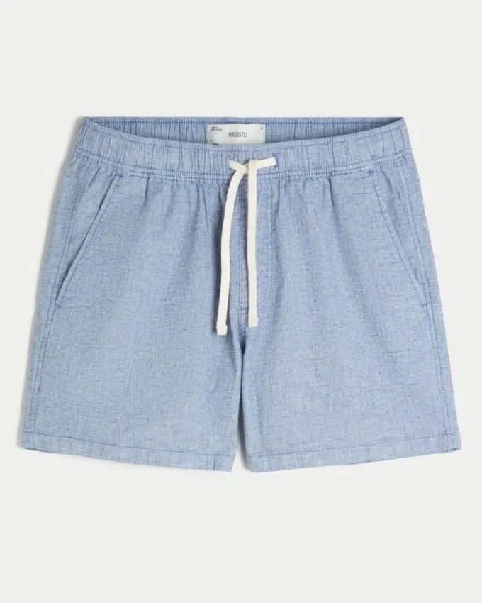 Mid-Thigh Linen-Blend Shorts