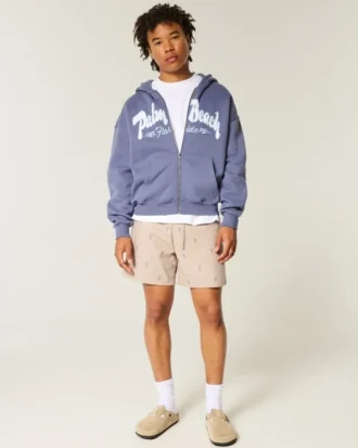 Mid-Thigh Lobster Pattern Pull-On Shorts