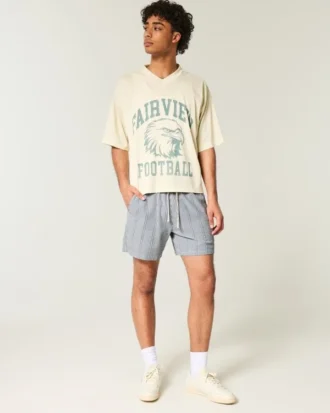 Mid-Thigh Seersucker Pull-On Shorts