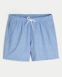 Mid-Thigh Seersucker Volley Swim Shorts
