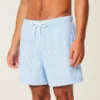 Mid-Thigh Seersucker Volley Swim Shorts