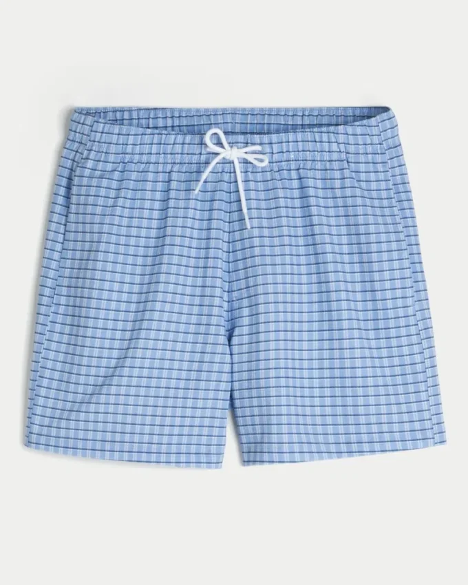 Mid-Thigh Seersucker Volley Swim Shorts
