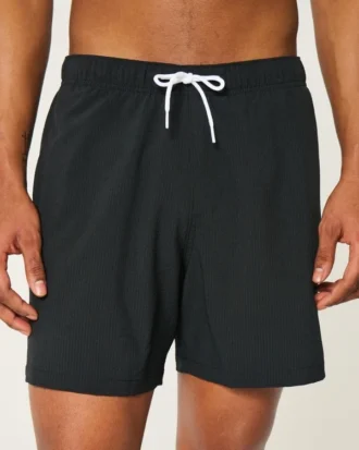 Mid-Thigh Seersucker Volley Swim Trunks