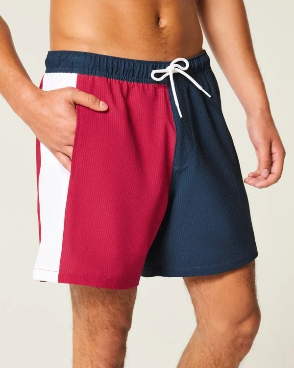 Mid-Thigh Seersucker Volley Swim Trunks Mid-Thigh Seersucker Volley Swim Trunks
