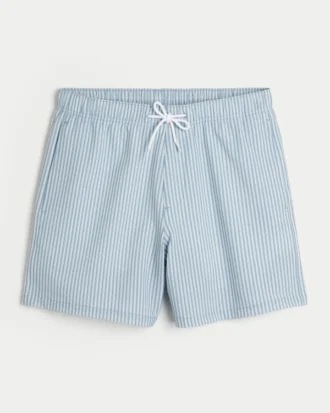 Mid-Thigh Seersucker Volley Swim Trunks