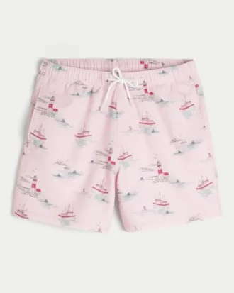 Mid-Thigh Seersucker Volley Swim Trunks