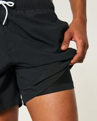 Mid-Thigh Seersucker Volley Swim Trunks