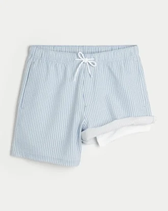 Mid-Thigh Seersucker Volley Swim Trunks