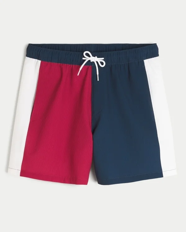 Mid-Thigh Seersucker Volley Swim Trunks Mid-Thigh Seersucker Volley Swim Trunks