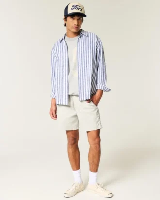 Mid-Thigh Twill Pull-On Shorts