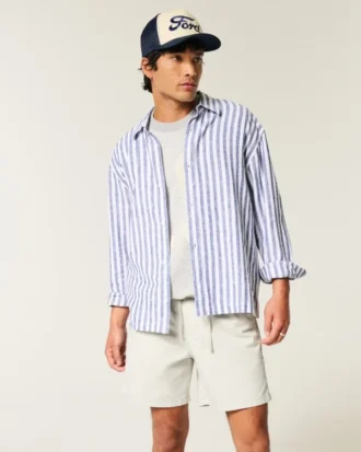 Mid-Thigh Twill Pull-On Shorts