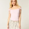 Off-the-Shoulder Tie Sleeve Top