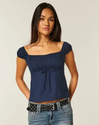 On/Off-the-Shoulder Scoop Babydoll Top
