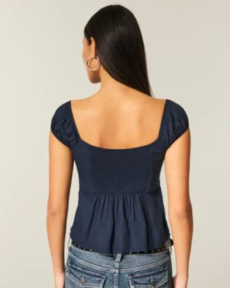 On/Off-the-Shoulder Scoop Babydoll Top