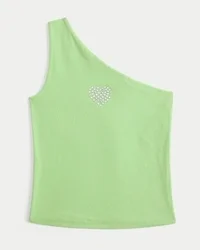One-Shoulder Heart Graphic Tank