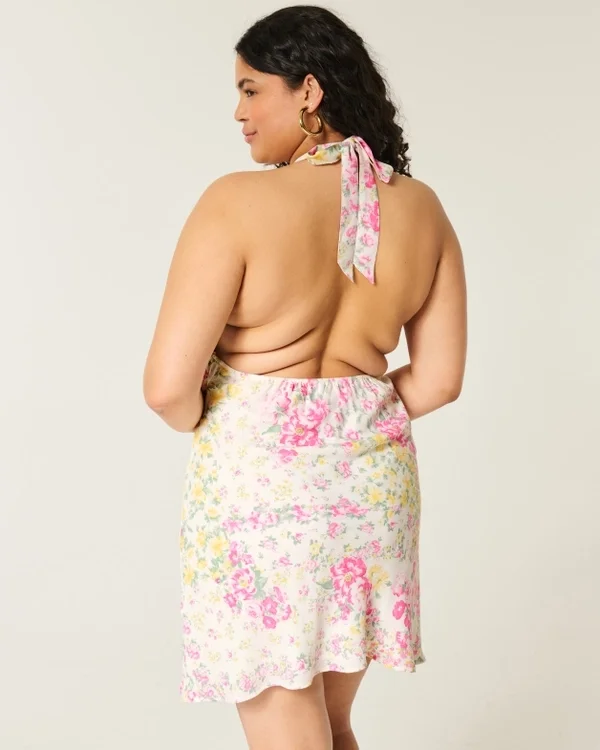 Open-Back Crepe Halter Dress Open-Back Crepe Halter Dress