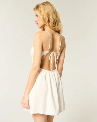 Open-Back Crosshatch Skort Dress