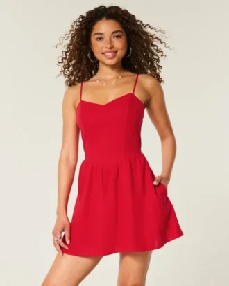 Open-Back Linen-Blend Skort Dress