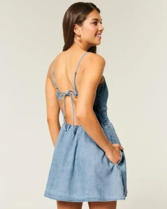 Open-Back Linen-Blend Skort Dress