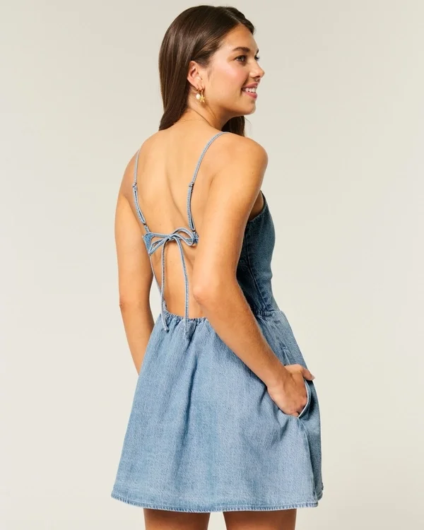 Open-Back Linen-Blend Skort Dress Open-Back Linen-Blend Skort Dress