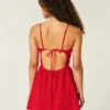 Open-Back Linen-Blend Skort Dress