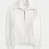 Oversized Cable-Knit Half-Zip Sweater