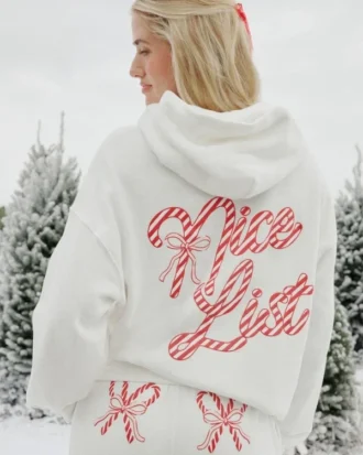 Oversized Candy Cane Graphic Hoodie