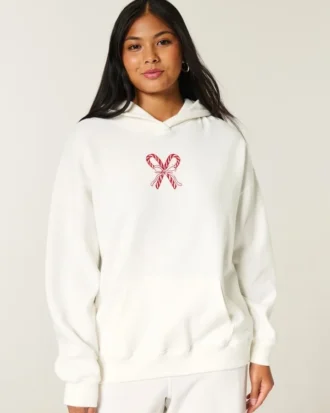 Oversized Candy Cane Graphic Hoodie