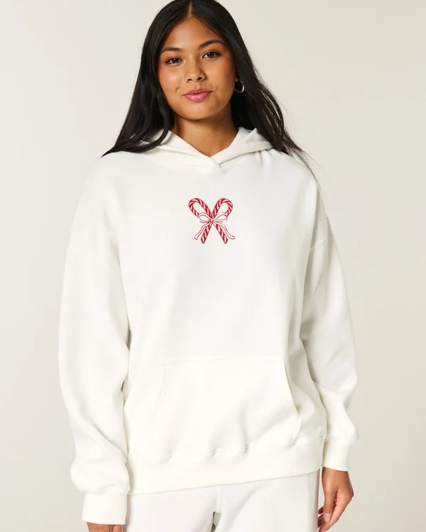 Oversized Candy Cane Graphic Hoodie Oversized Candy Cane Graphic Hoodie