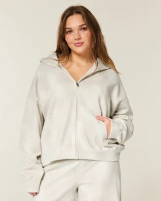 Oversized Doe Print Zip-Up Hoodie