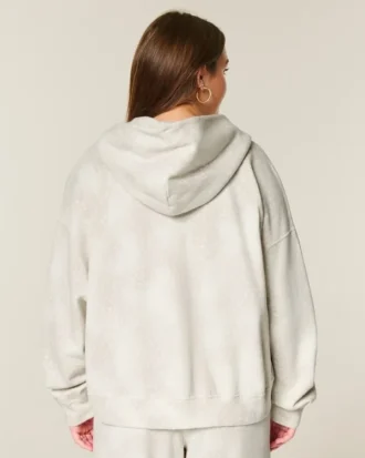 Oversized Doe Print Zip-Up Hoodie