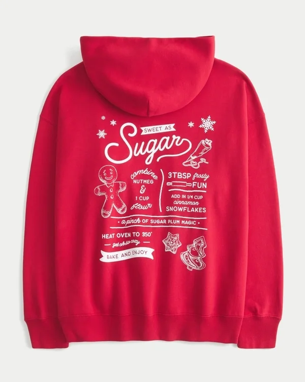 Oversized Glitter Print Sugar Graphic Hoodie Oversized Glitter Print Sugar Graphic Hoodie