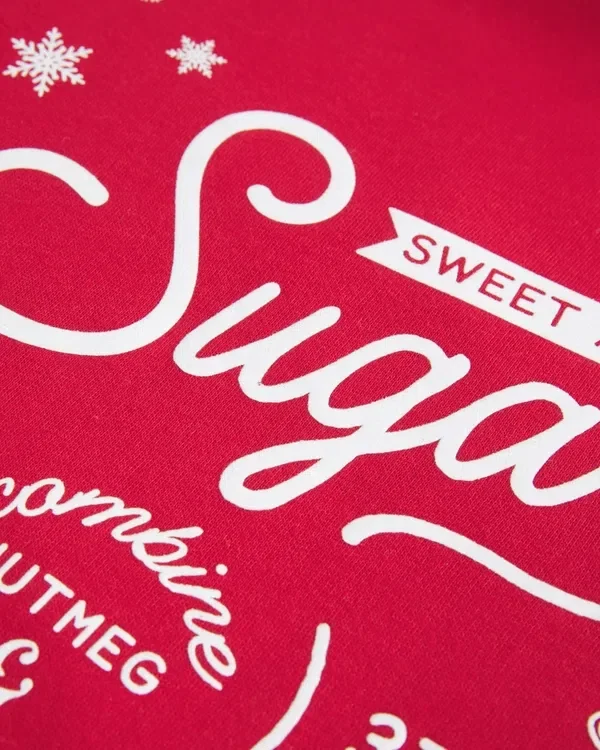 Oversized Glitter Print Sugar Graphic Hoodie Oversized Glitter Print Sugar Graphic Hoodie