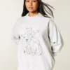 Oversized Mock-Neck Bear Graphic Sweatshirt Oversized Mock-Neck Bear Graphic Sweatshirt
