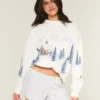 Oversized Mock-Neck Puff Print Winter Graphic Sweatshirt Oversized Mock-Neck Puff Print Winter Graphic Sweatshirt