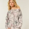 Oversized Off-the-Shoulder Camo Sweatshirt