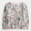 Oversized Off-the-Shoulder Camo Sweatshirt