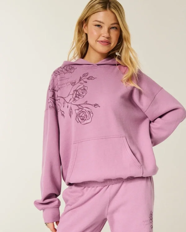 Oversized Sparkle Logo Graphic Hoodie Oversized Sparkle Logo Graphic Hoodie