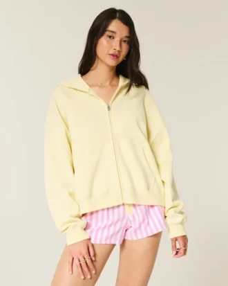 Oversized Starfish Graphic Zip-Up Hoodie